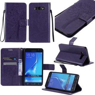 Casing Samsung Galaxy J7 2016 (J710)/J7 2017 (J730)/J7 Pro 2017 embossed cat tree leather phone case