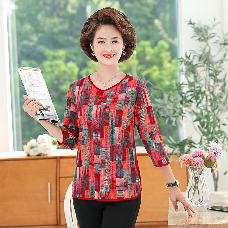 Áo Kiểu Sườn Xám Plus Size Phong Cách Retro Hàn Quốc Cho Phụ Nữ Trung Niên 5 Tuổi