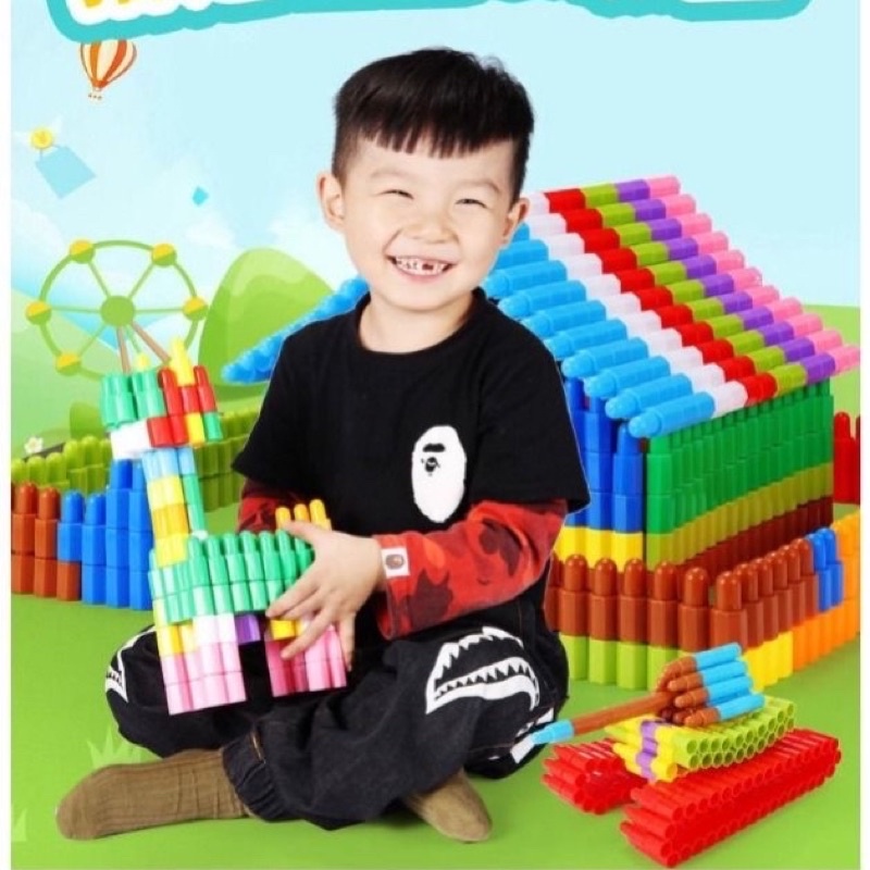 Đồ chơi xếp hình lego lắp ráp hình viên đạn giáo dục sớm cho bé từ 3-9 tuổi