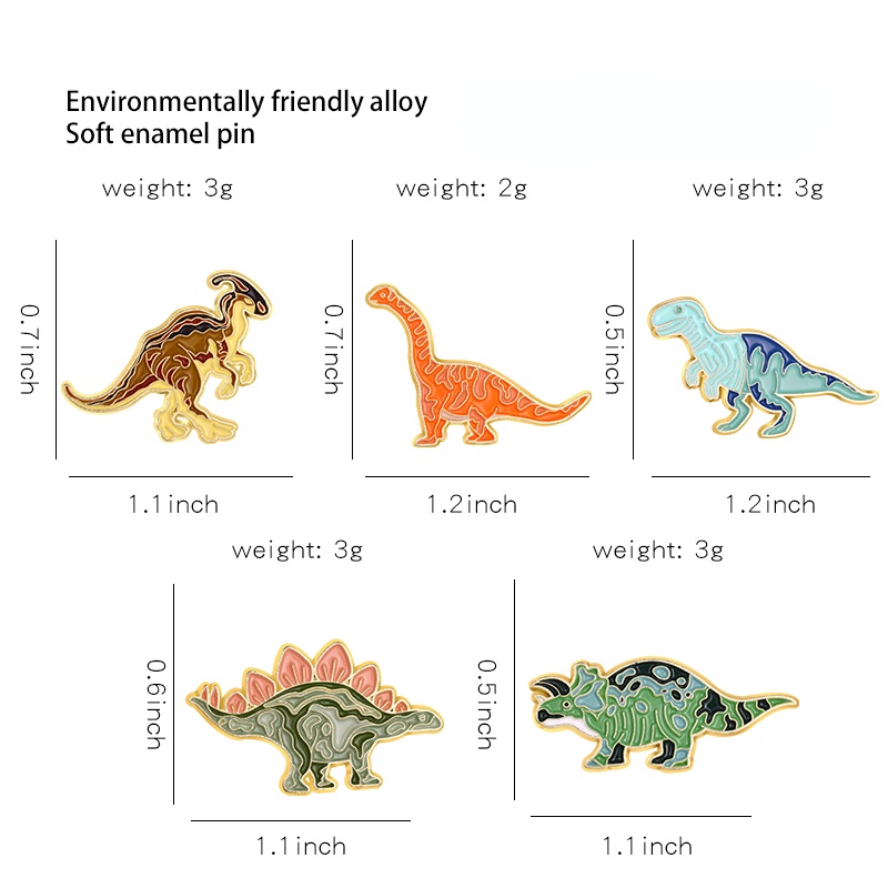 Ghim Cài Áo Hình Khủng Long Hoạt Hình Nhiều Màu Sắc Dễ Thương