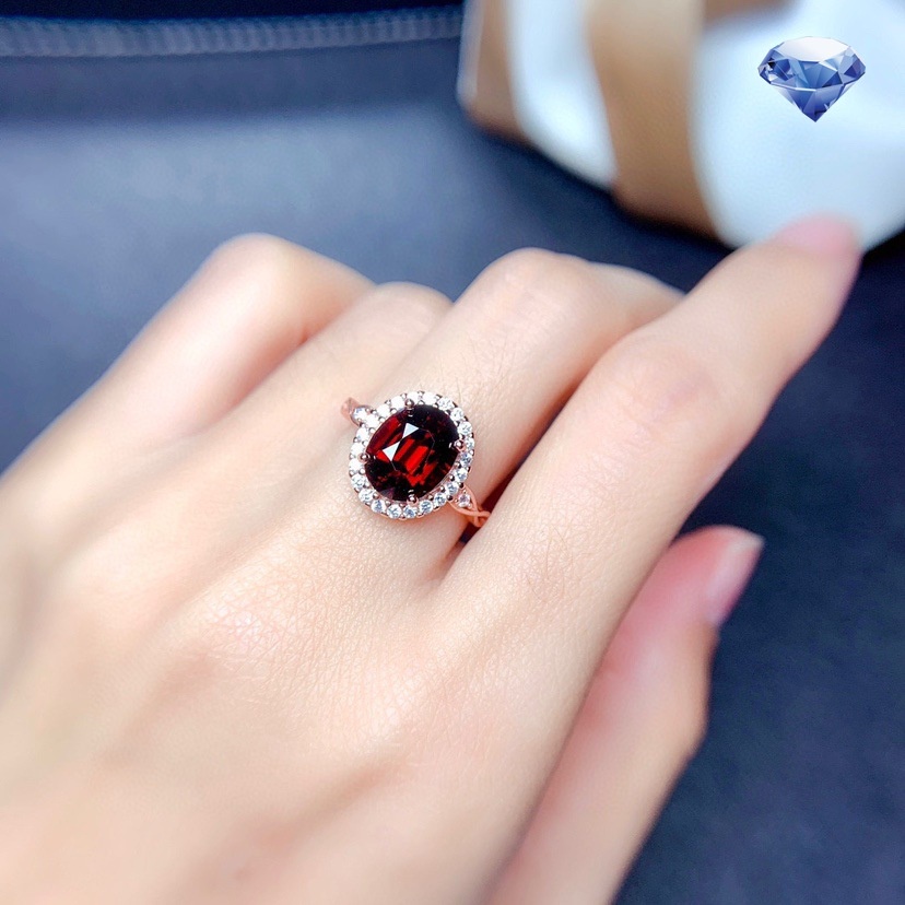 Nhẫn Thời Trang Mạ Vàng Hồng 18k Đính Đá Ruby Tinh Tế Tự Nhiên