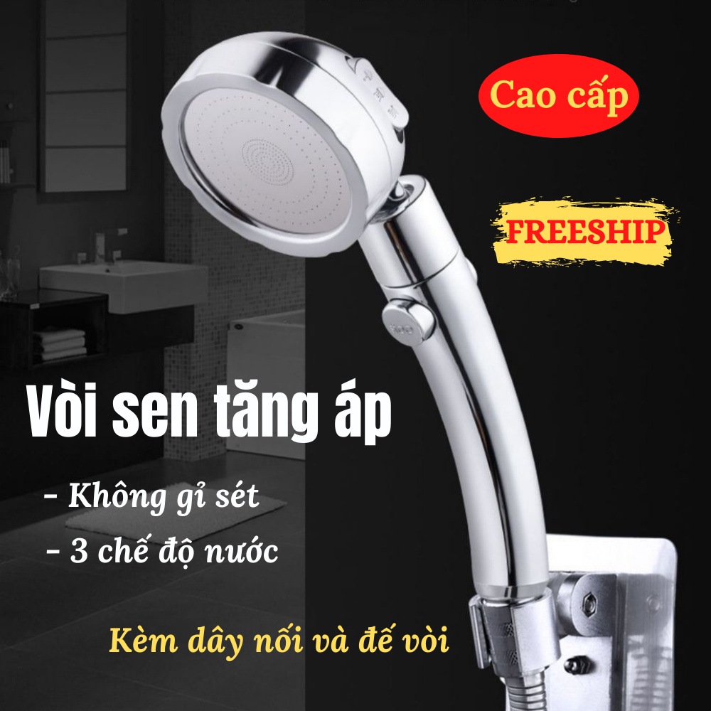 Vòi sen tắm cao cấp, vòi hoa sen tăng áp siêu mạnh kèm dây nối và đế vòi Shop Gia Dụng HOÀI AN