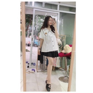 Áo bầu cộc tay mùa hè dáng tiểu thư dễ thương, mặc đi làm, đi chơi(chất đẹp, bán shop)