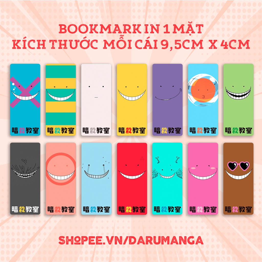 Bộ 14 cái bookmark Korosensei - Assassination Classroom - Lớp Học Á m S át