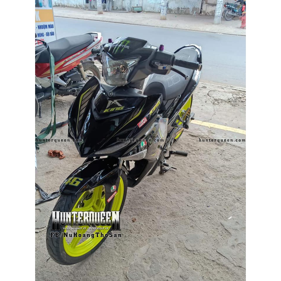 Tem Exciter 150, MX nhọn sọc. Chỉ vàng, xe đen. Chất liệu crom. Chỉnh sửa theo yêu cầu. Sắc nét, bền màu, chống nước