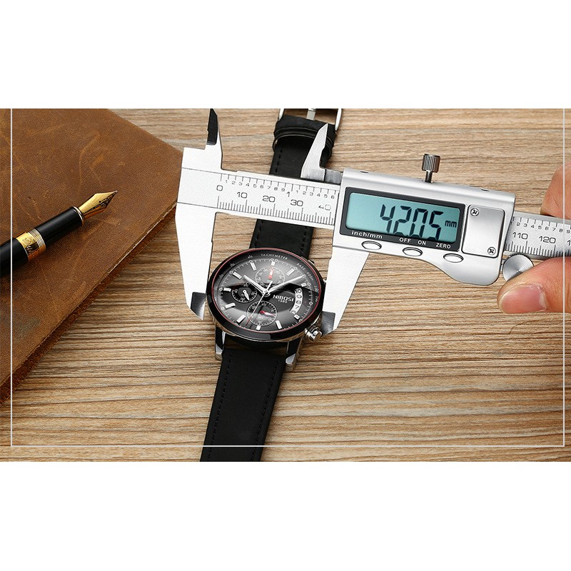 Đồng hồ nam Nibosi 2327 dây da sng trọng lich lãm