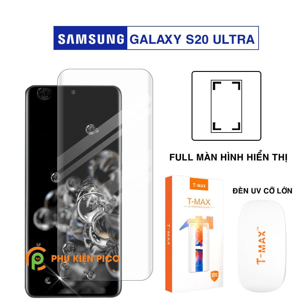 Kính cường lực Samsung Galaxy S20 Ultra / S20 Plus / S20 / S21 Ultra full màn hình chính hãng T-Max đèn UV cỡ lớn