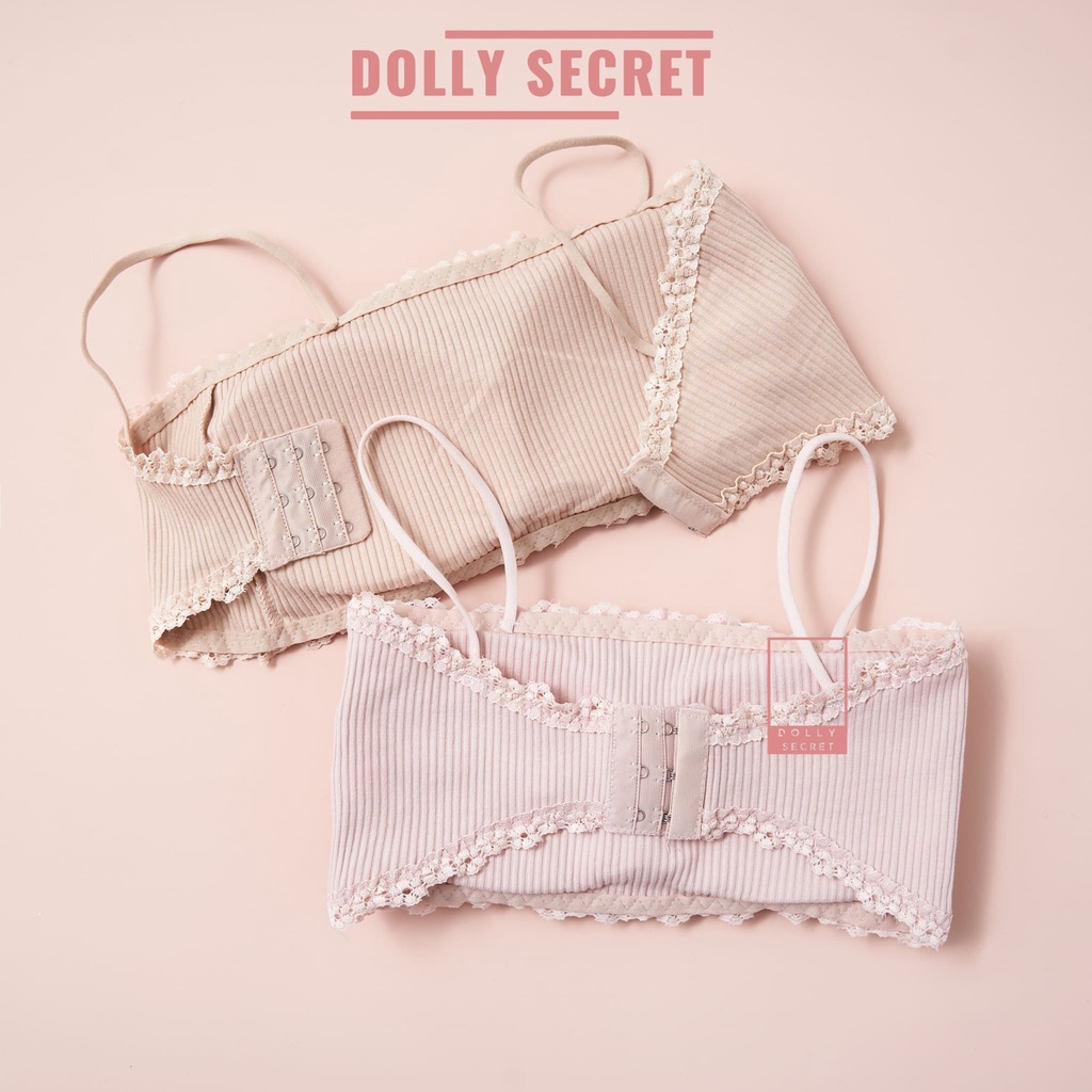 Áo lót nữ len tăm viền ren áo bra học sinh có đệm mút có 3 nấc cài hai dây mềm mại cao cấp DOLLY SECRET A03