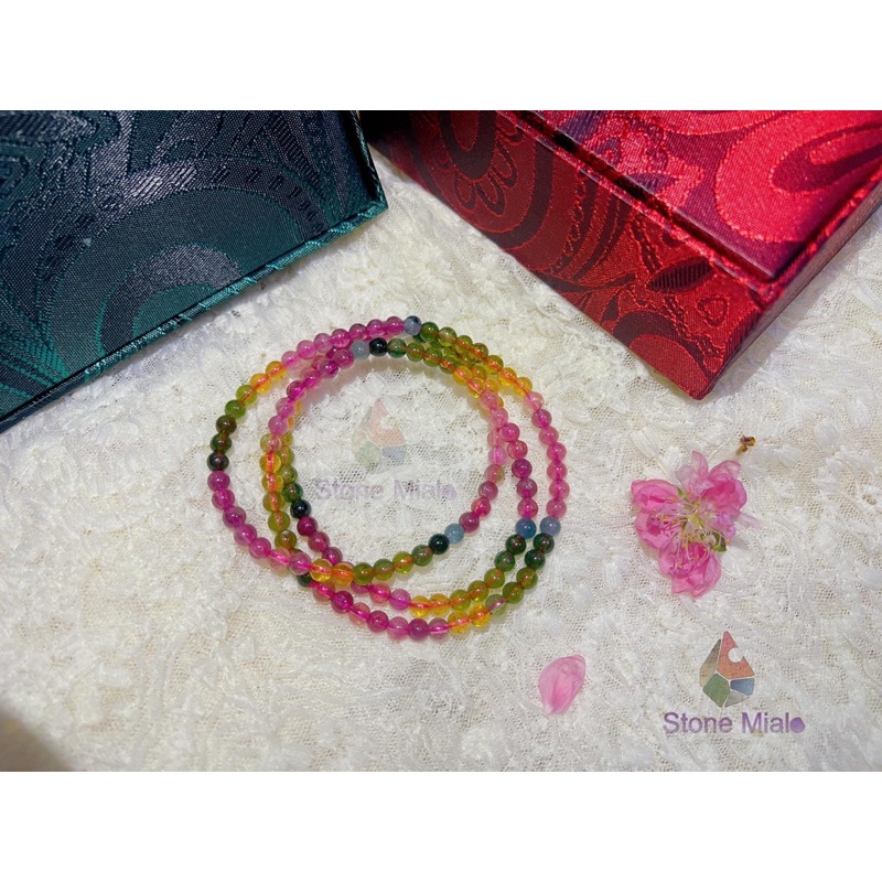 Chuỗi đep tay Đá Tourmaline đa sắc 4mm siêu đẹp | by Mialo