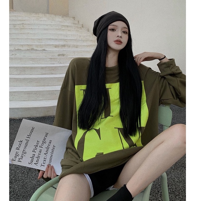 Áo Sweater Tay Dài Dáng Rộng In Chữ Cá Tính Thời Trang Mùa Thu Cho Nữ | BigBuy360 - bigbuy360.vn