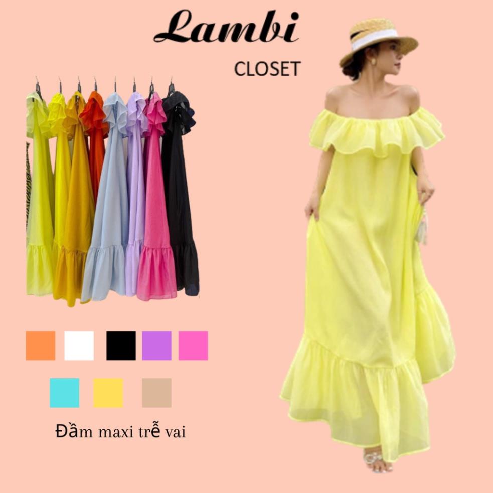 Đầm Maxi Trễ Vai 10 Màu xinh hàng 2 lớp loại đẹp