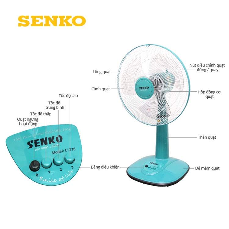 Quạt Điện Đứng Senko L1638 Chính hãng - Công suất 47W - 3 mức tốc độ gió-Bảo hành 12 tháng