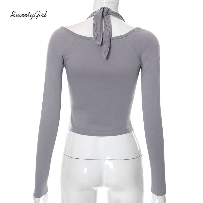 Áo Thun Tay Dài Hở Vai Màu Trơn Dáng Ôm Gợi Cảm Thời Trang 2022 Dành Cho Bạn Nữ