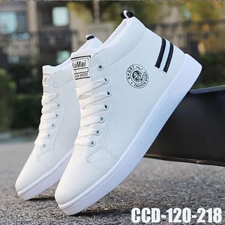 Giày Sneaker Nam Hàn Quốc Giàynam thể thao cao cổ màu trắng giá rẻ CCD36