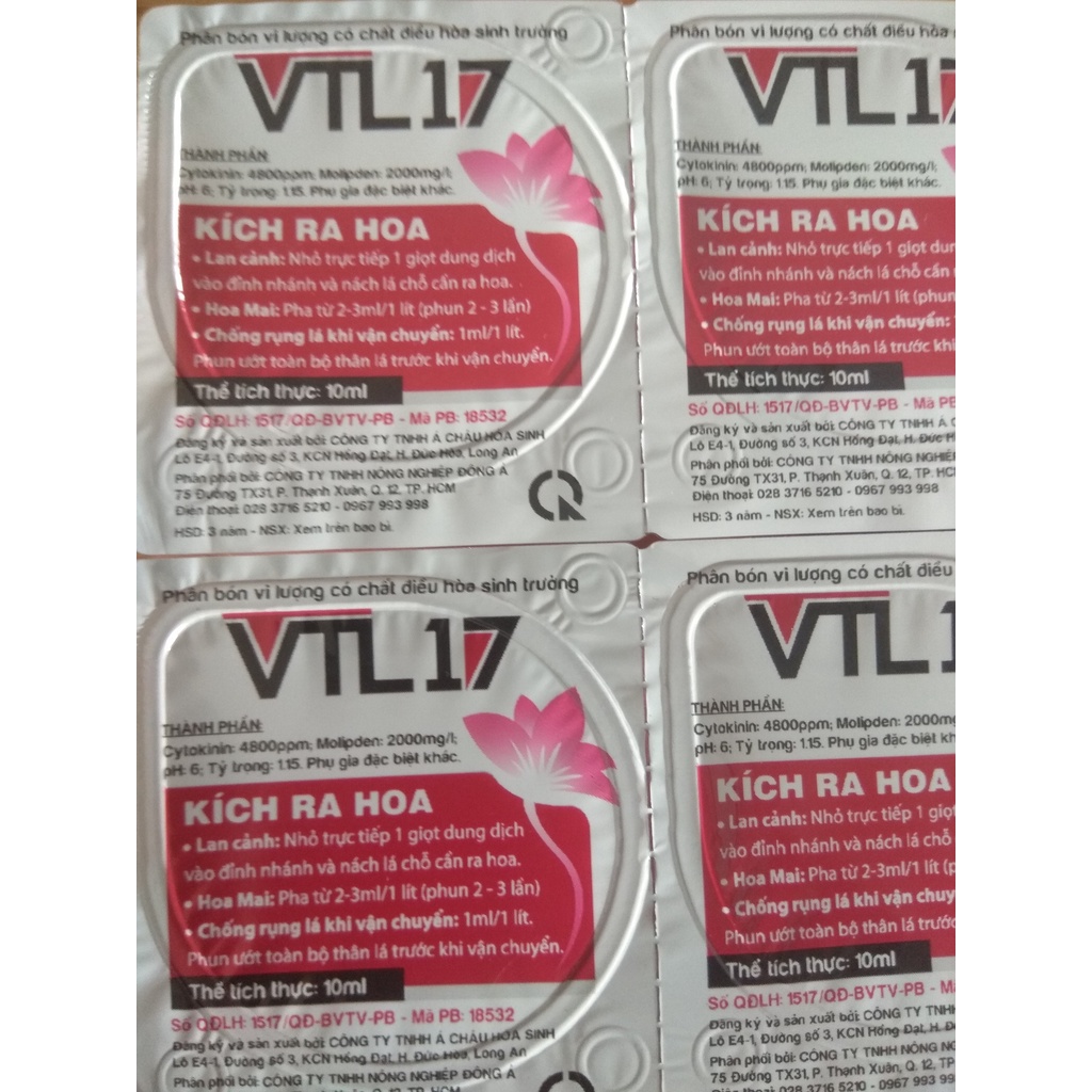 SET 2 HỦ Phân bón vi lượng có chất điều hòa sinh trưởng VTL17 kích ra hoa trực tiếp trên đầu ngọn VTL 17