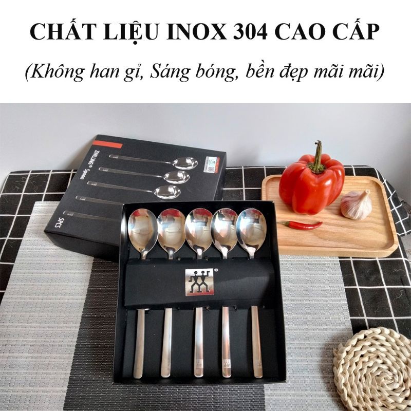Thìa, muỗng inox 304 cao cấp chính hãng - Zwilling - thương hiệu Đức - hộp 5 chiếc
