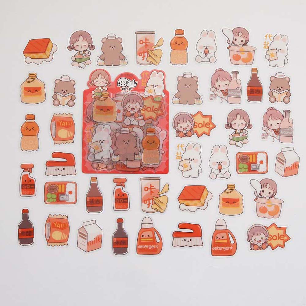 Miếng Dán Trang Trí Sổ Tay / Đồ Thủ Công Bằng Pet In Họa Tiết Hoạt Hình Kawaii Dễ Thương Diy 81