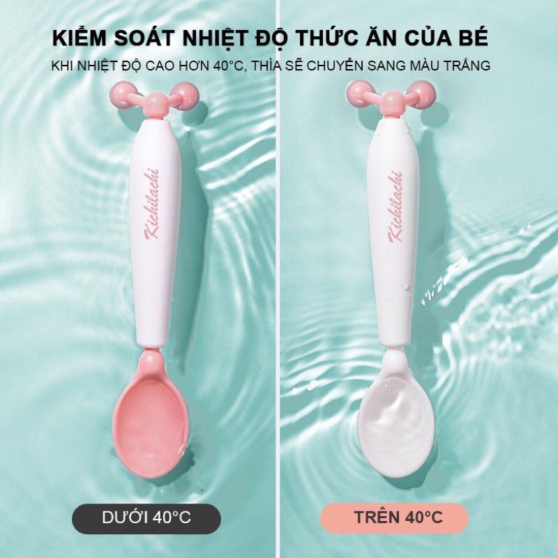 Muỗng/ Thìa cảm biến nhiệt xoay 360 độ báo nóng an toàn cho bé