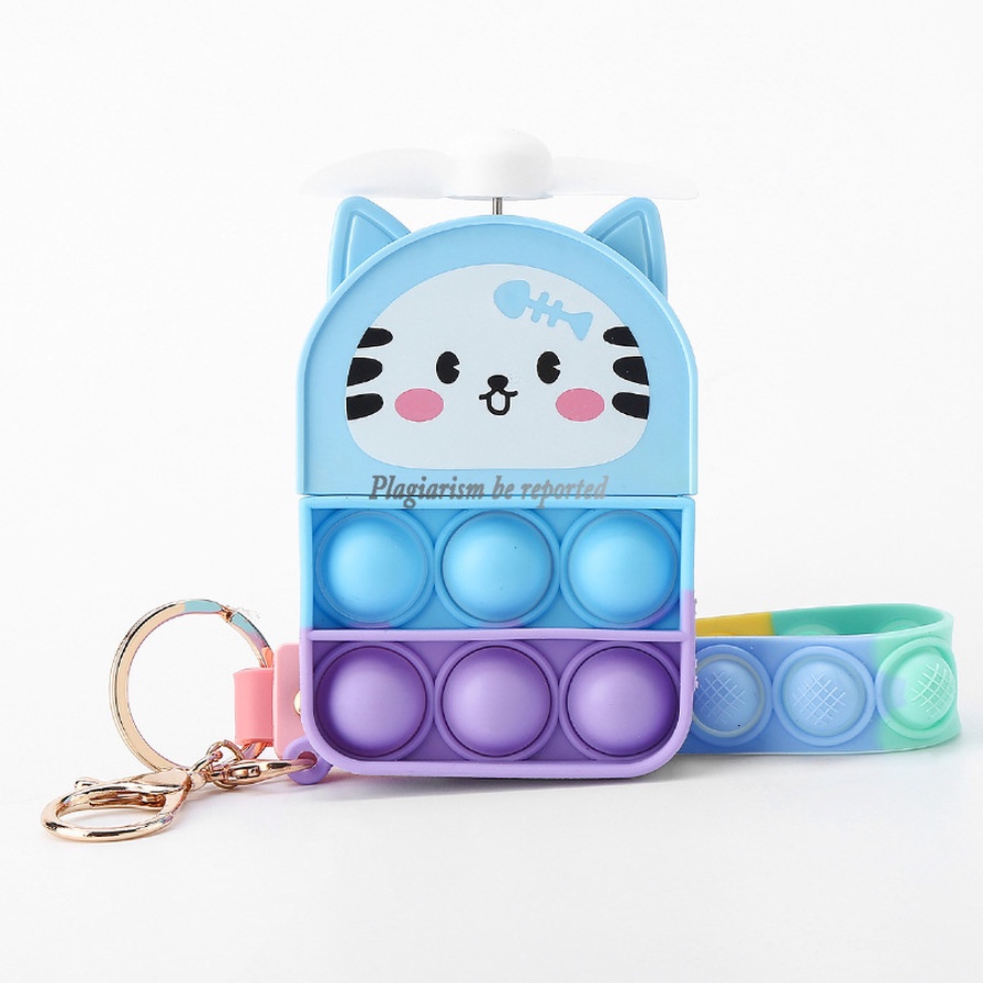 Đồ Chơi Quạt Cầm Tay Mini 3 Trong 1 Đa Chức Năng Bằng Silicone Có Móc Khóa Pop it Fidget