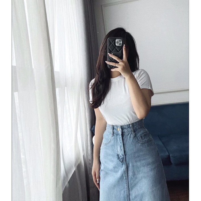 CHÂN VÁY JEANS BÒ XANH NHẠT DÁNG DÀI ZARA