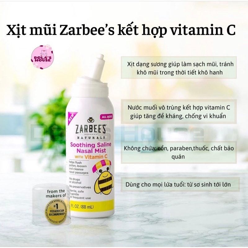 XỊT MŨI ZARBEE’S KẾT HỢP VITAMIN C TĂNG ĐỀ KHÁNG