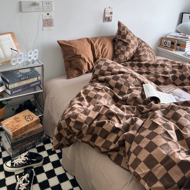 Bộ chăn ga gối Cotton TC caro kẻ MÂY BEDDING đủ màu đủ kích thước nệm 1m2 1m4 1m6 1m8 2m