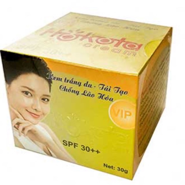 Kem trắng da ngừa lão hóa tái tạo da Hokota VIP 30g