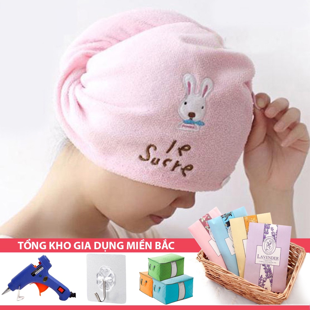 [Tổng Kho Sỉ] Khăn Lau Đầu Tự Rút Nước Siêu Tốc J3 Mẫu Gấu/Con Thỏ - Khăn Quấn Khô Tóc, Ủ Tóc