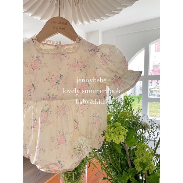 Váy Hoa Cộc Tay Bé Gái style Vintage Jennybebe Quảng Châu Cao Cấp