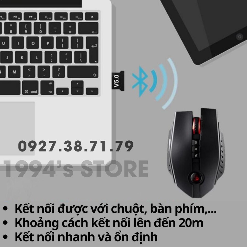 USB Bluetooth 5.0 bổ sung bluetooth cho máy tính để bàn, cho laptop bị hỏng Bluetooth hoặc dùng cho loa, bàn phím, chuột