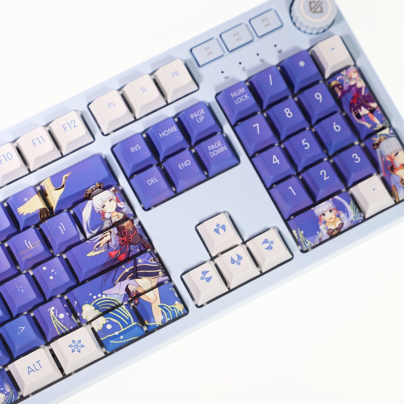 Genshin Impact Keycap Nhân vật năm sao Chủ đề Kamisato Ayaka Trò chơi trực tuyến Anime PBT Thuốc nhuộm Thăng hoa Bàn phím cơ Keycap 104 Phím