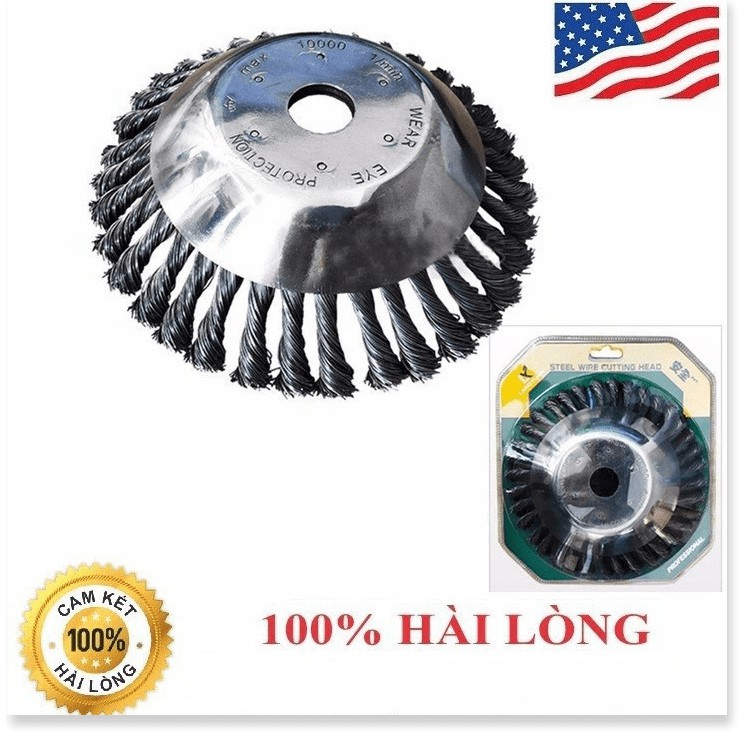 Lưỡi cắt cỏ - xới cỏ tận gốc sợi thép siêu bền cho các loại máy cắt cỏ, loại 6 inch đường kính 16cm
