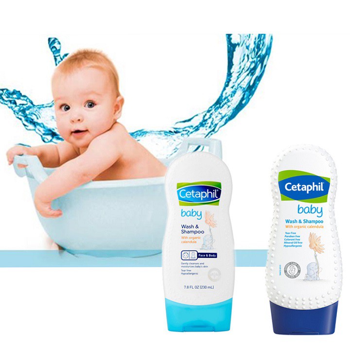 Sữa tắm cho bé Cetaphil Baby Gentle Wash &amp; Shampoo 230ml dịu nhẹ cho da nhạy cảm và da em bé