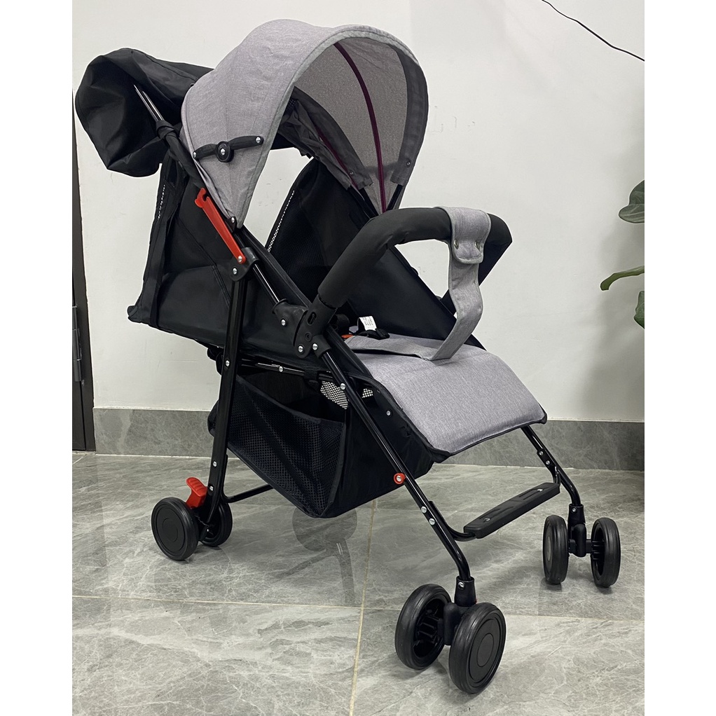 Xe đẩy trẻ em gấp gọn xoay đa chiều 3 tư thế, giảm xóc chịu lực cao dây đeo an toàn 5 chấu XD003
