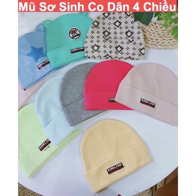 Nón,Mũ cho bé sơ sinh vải Borip co dã,mềm không xù lông cho bé sơ sinh 0-3M-phụ kiện cho bé sơ sinh