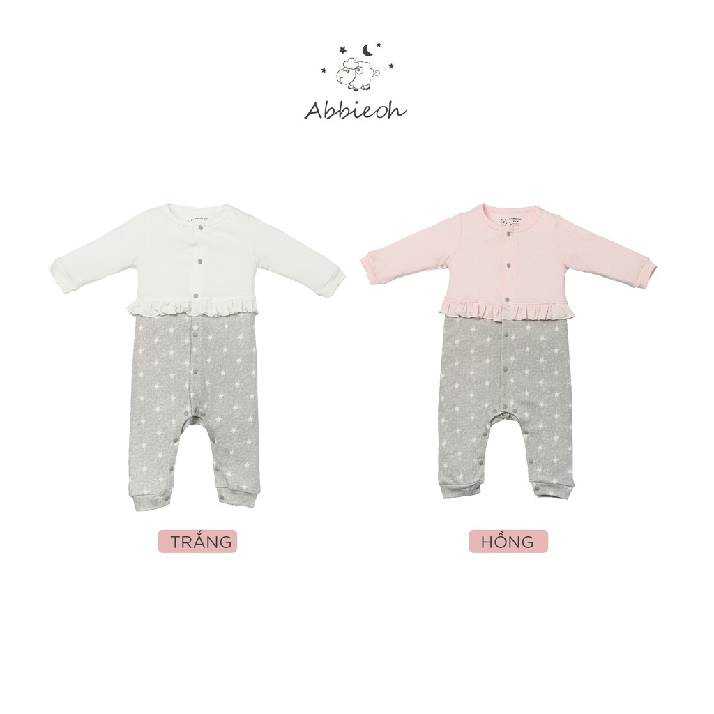 Bộ quần áo Bodysuit cotton dài tay ABBIEOH phối bèo nhún chấm bi cho bé gái 0-12 tháng B090 AW19