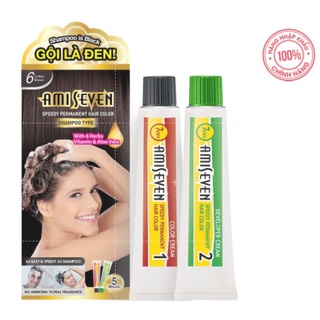 Nhuộm Phủ Bạc Dược Thảo dạng gội Số 6 Nâu Cafe - Hương Hoa Quả (60g+60g) Hàn Quốc