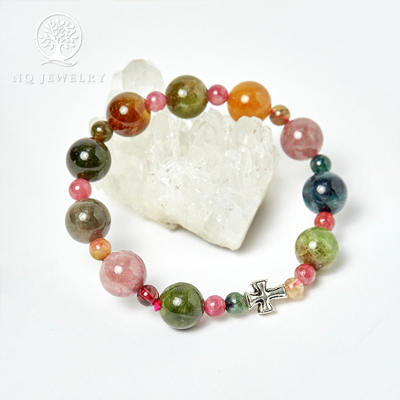 Vòng Mân Côi - Chuỗi Mân Côi Tourmalin Đa Sắc đk 52mm - NQ Jewelry