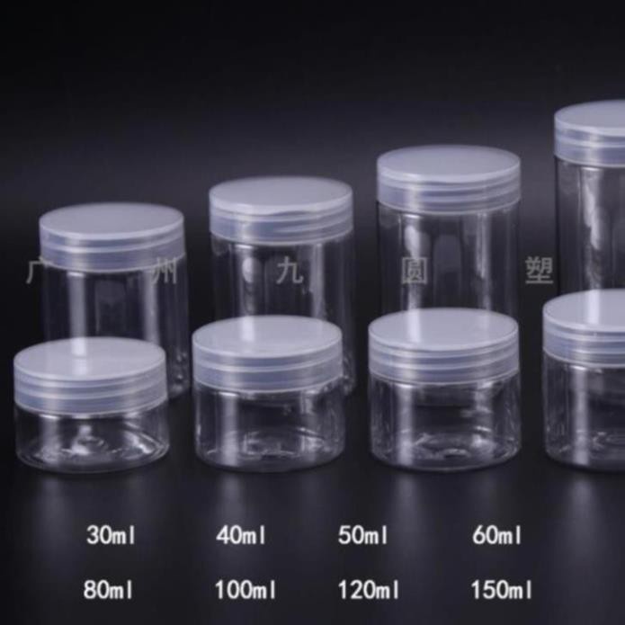 Hủ Đựng Kem ❤ SIÊU RẺ ❤ Hũ nhựa pet Trong Nắp Trong 50g 100g 200g 250g đựng mỹ phẩm, thực phẩm, đồ khô, ngũ cốc