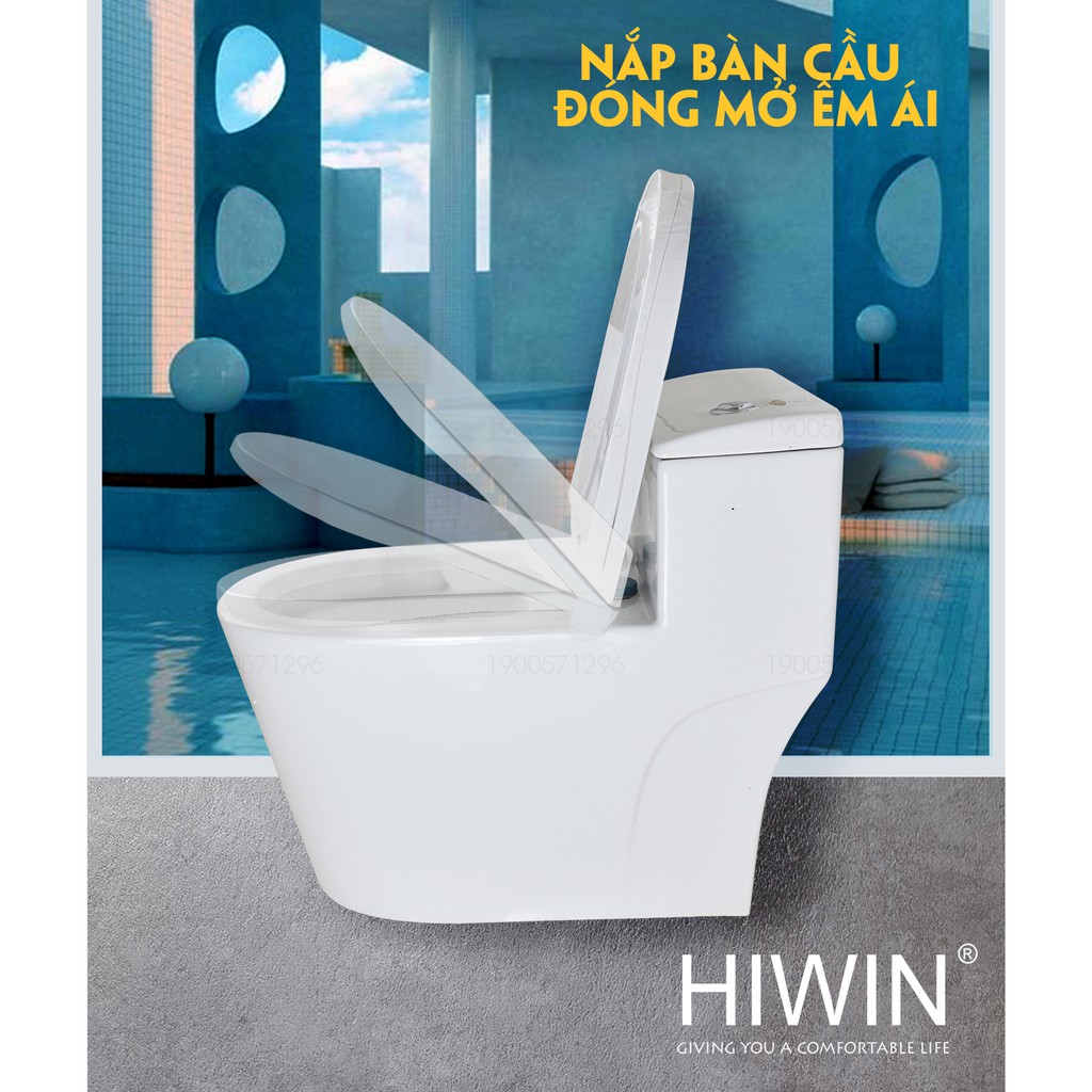 Bồn cầu sứ tráng men chống bám bẩn cao cấp siêu tiết kiệm nước Hiwin MT-2016 (710*395*610mm)