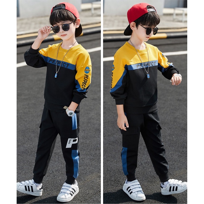 Quần Áo Bé Trai, Bộ Đồ Bé Trai Thu Đông Habi Fashion HB2202 Cá Tính Dễ Thương Cho Bé 3-10 Tuổi