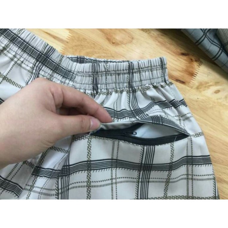 (Gía Sỉ) Quần Đùi Nam Mặc Nhà Kẻ Caro Túi Có Khóa Sau Size (40-65kg), Form Đẹp, Thoải mái Vận Động