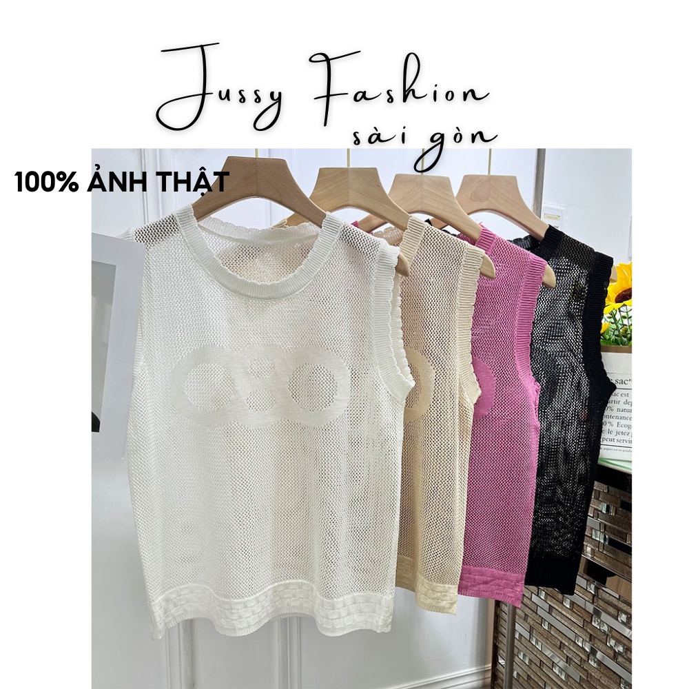 Áo Len Nữ Lưới Jussy Fashion Kiểu Dáng Sát Nách Ba Lỗ Nữ Lưới Chữ 080 Sành Điệu, Thời Trang