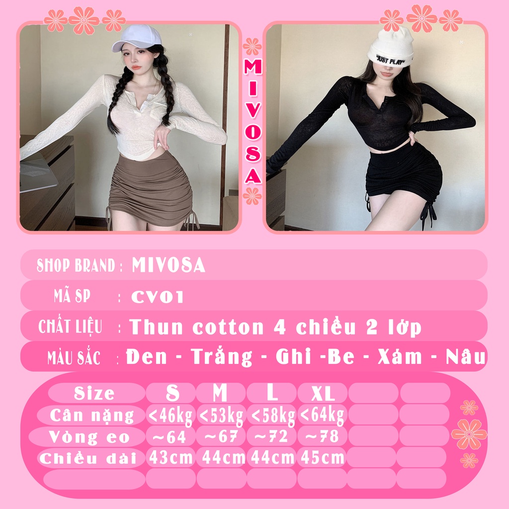Chân váy rút dây 2 bên chân váy ngắn nữ body nhún hông ulzzang MIVOSA CV01
