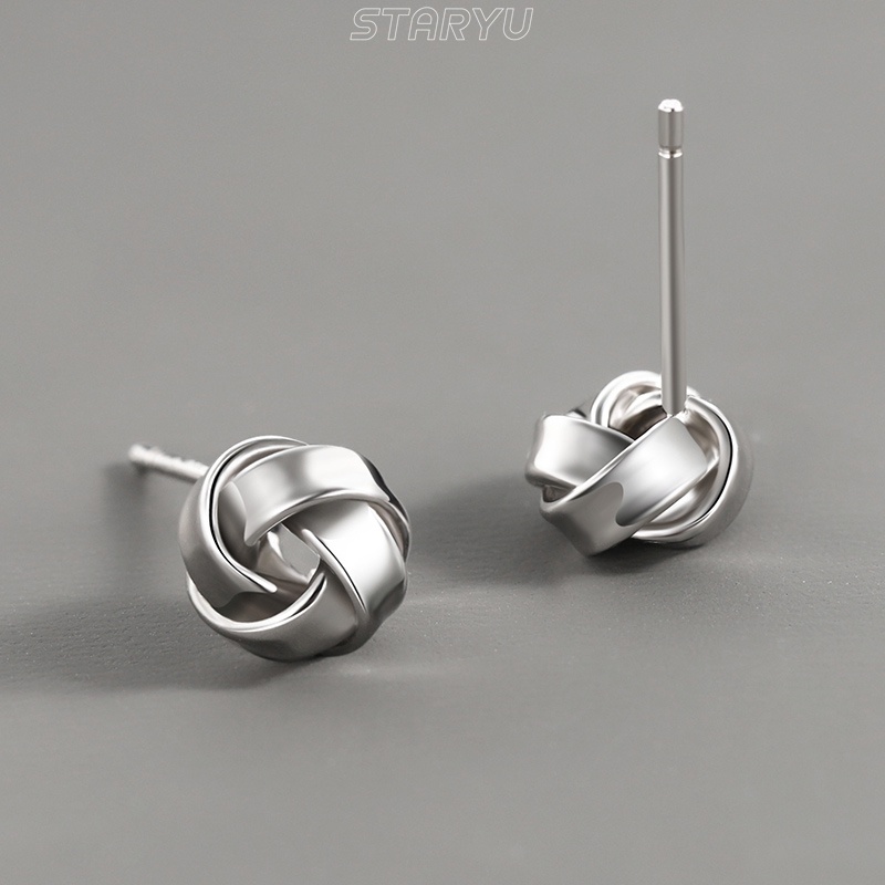 Bông Tai Mạ Bạc 925 Hình Lục Giác Xoắn Ốc Phù Hợp Cho 24 Tiếng