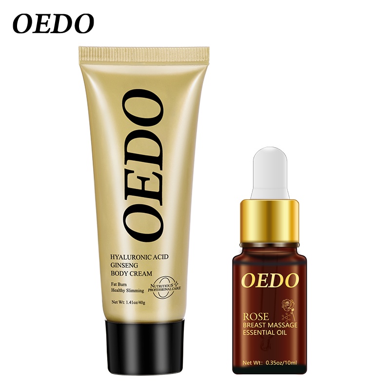 OEDO Bộ sản phẩm gồm kem giảm béo chiết xuất nhân sâm và axit hyaluronic đốt cháy mỡ thừa + tinh dầu mát xa làm nở ngực