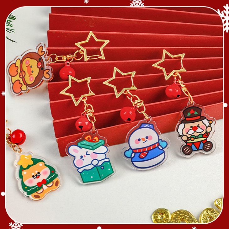 Móc Khóa Hình Người Tuyết / Chuông Giáng Sinh Hoạt Hình Dễ Thương DIY