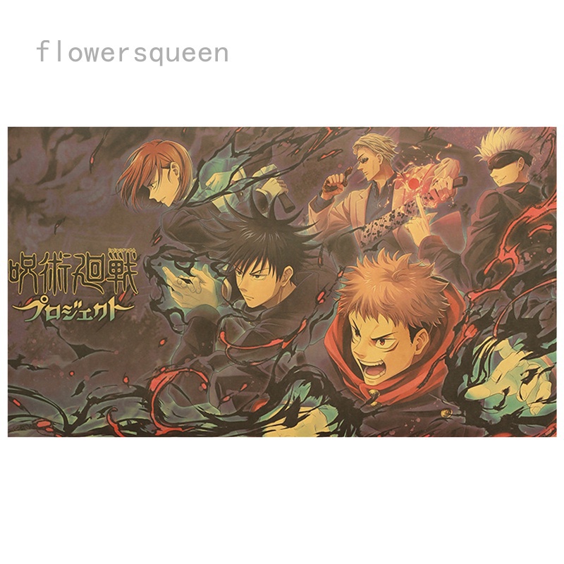 Flowersqueen Tranh vải cuốn treo tường họa tiết hoạt hình Jujutsu Kaisen