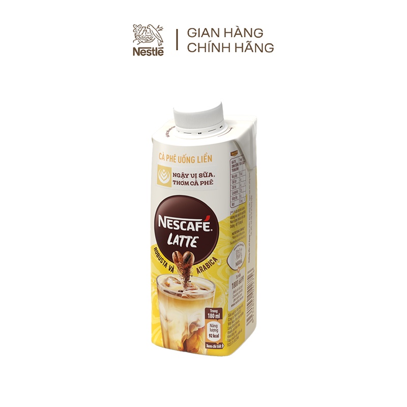 [Tặng 1 nồi lẩu mini(màu ngẫu nhiên)] Thùng 24 hộp cà phê uống liền Nescafé® Latte (hộp 180ml)