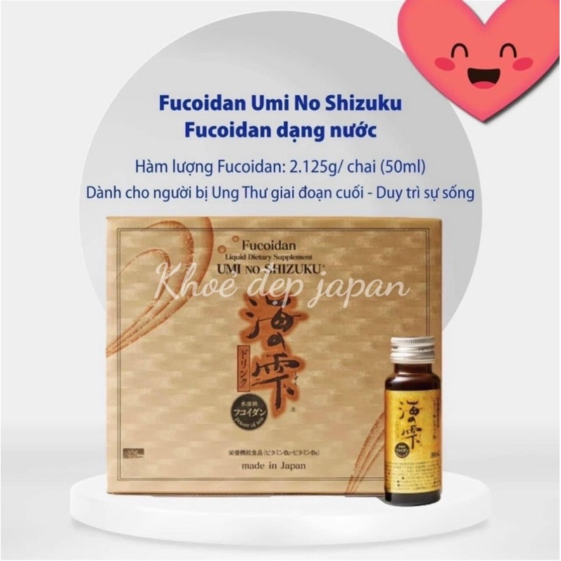 [Sẵn Fucoidan]Fucoidan Nước Umi No Shizuku Okinawa (Thùng 30chai x 30ml)Nhật Bản